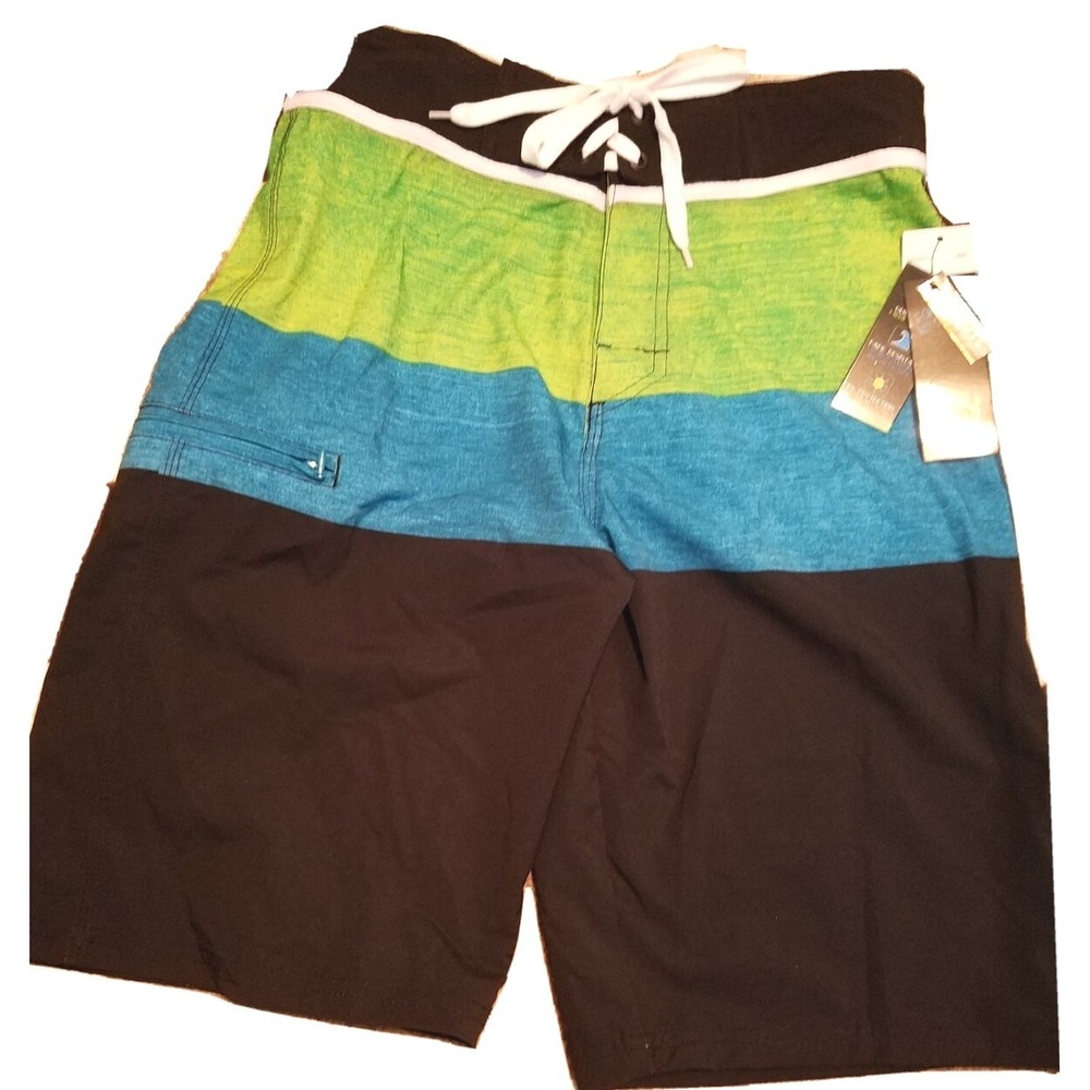 Burnside Mens Size‎ 28 Swim Trunks Boardshorts Green/Blue/Black Beach UV NWT New
